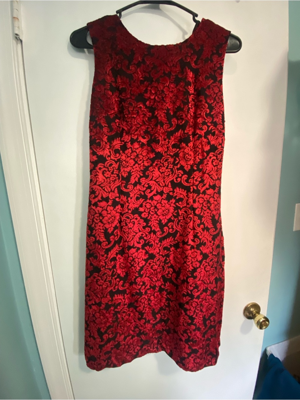 Danny & Nicole Red and Black Floral Jacquard Midi Dress size 6